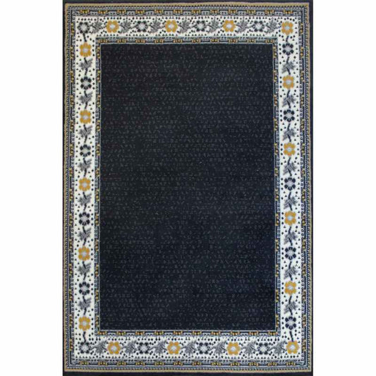 Valencia Plain Bordered Rugs in Grey Mustard