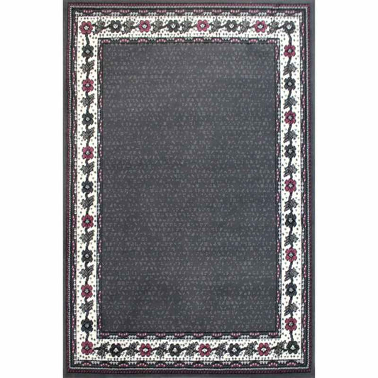 Valencia Plain Bordered Rugs in Grey Purple