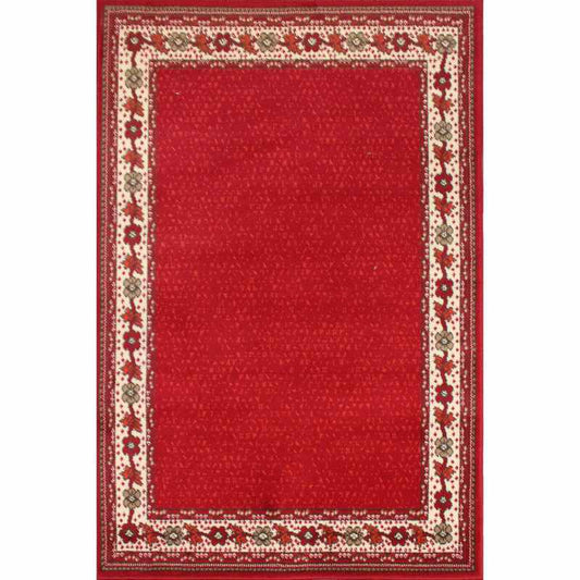 Valencia Plain Bordered Rugs in Red