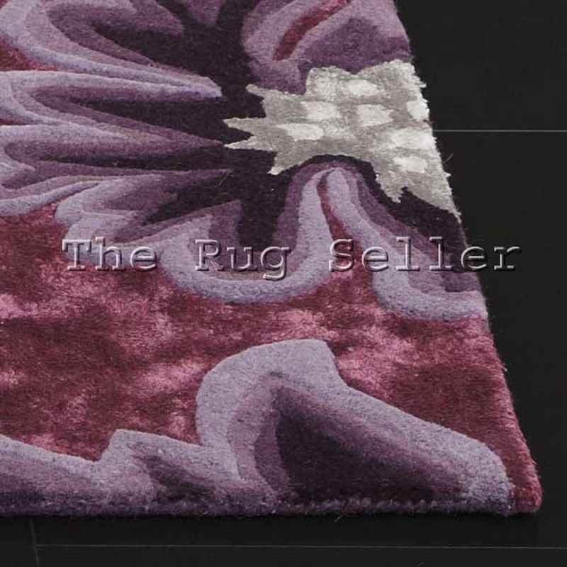Unique Vintage Floral Wool Rugs in Purple