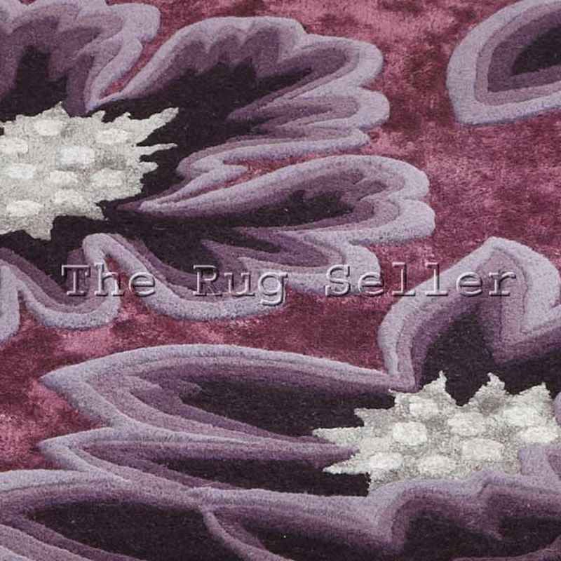 Unique Vintage Floral Wool Rugs in Purple