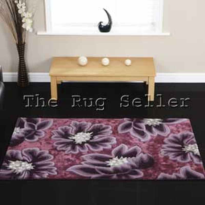 Unique Vintage Floral Wool Rugs in Purple