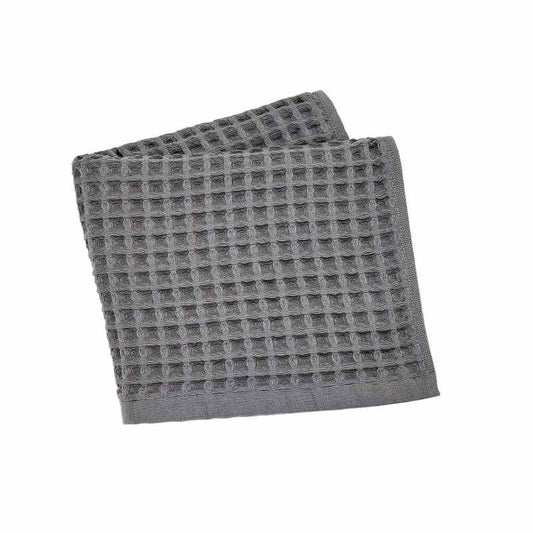 Waffle Cotton Plain Bath Towels By Peri Home in Charcoal Grey