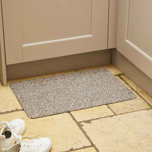 Washable Cotton-Rich Doormat in Light Beige