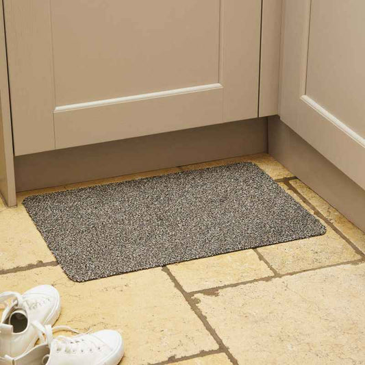 Washable Cotton-Rich Doormat in Granite Grey
