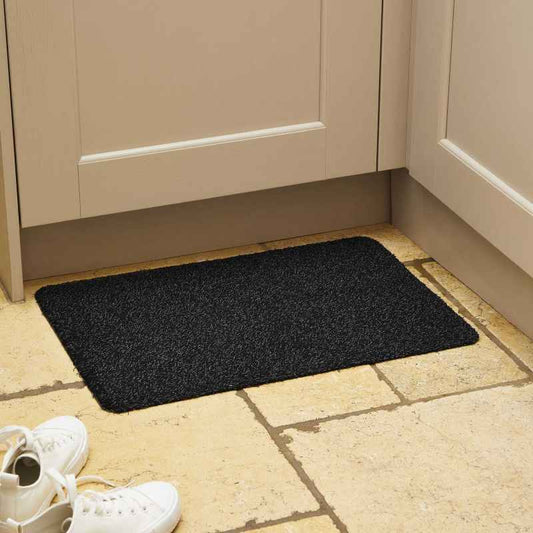 Washable Cotton-Rich Doormat in Graphite Grey