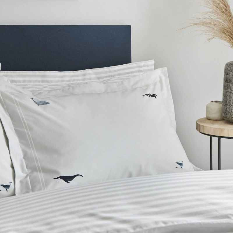 Whale Bedding and Pillowcase By Sophie Allport in Seafoam
