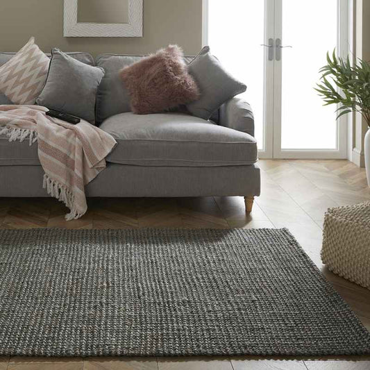 Whitefield Boucle Jute Modern Rug in Grey