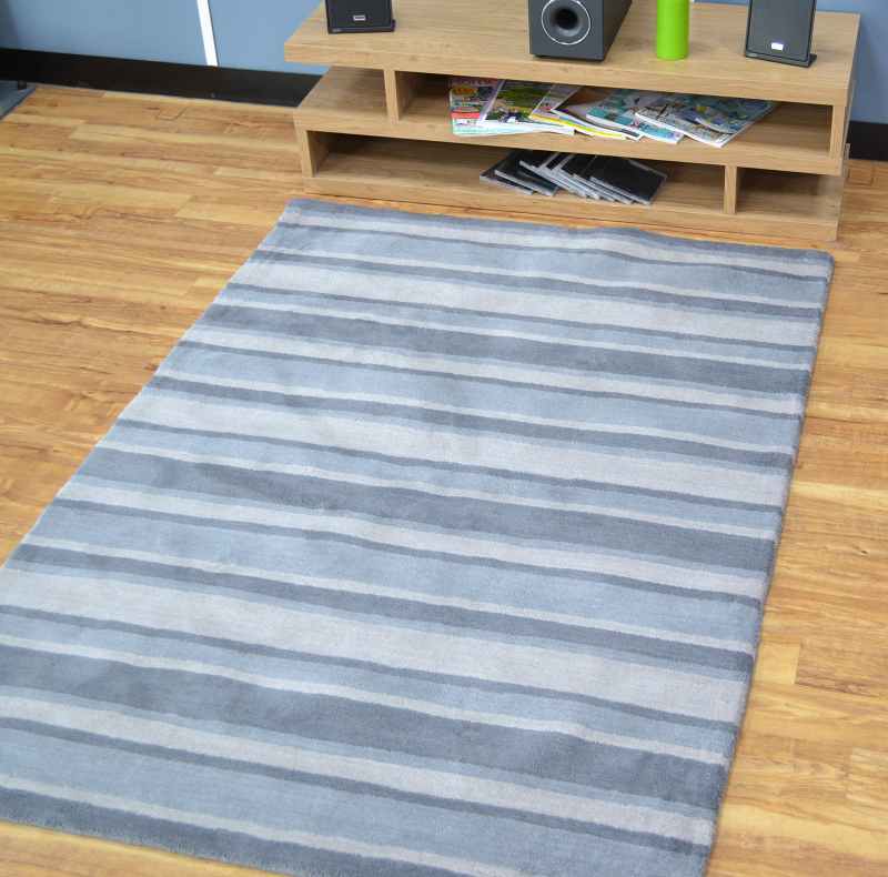 Windsor Stripe Rugs in Grey