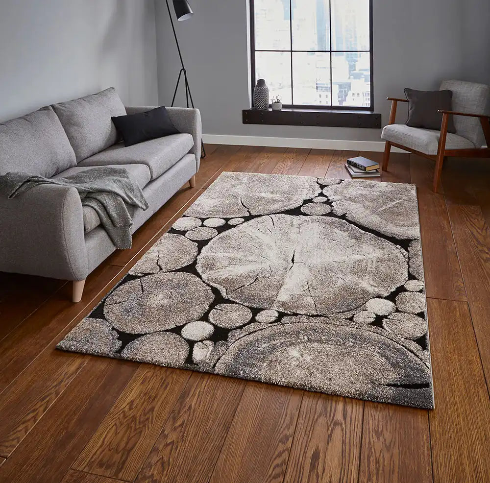Woodland Think 6318 Beige Black Rug RS