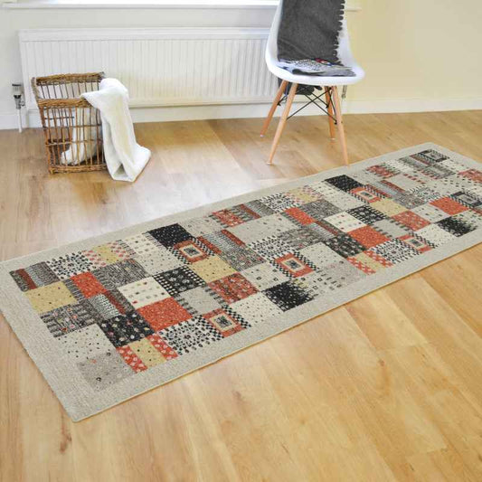 Woodstock Patchwork Runner Rugs 32036 6324 in Beige Multi