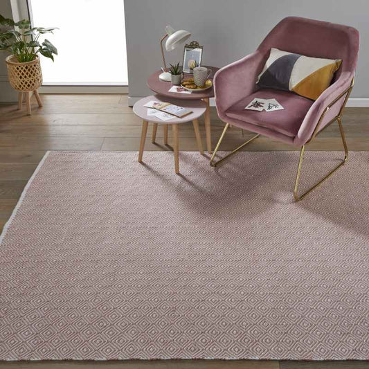 Brittany Modern Flatweave Indoor Outdoor Rugs in Rose Pink