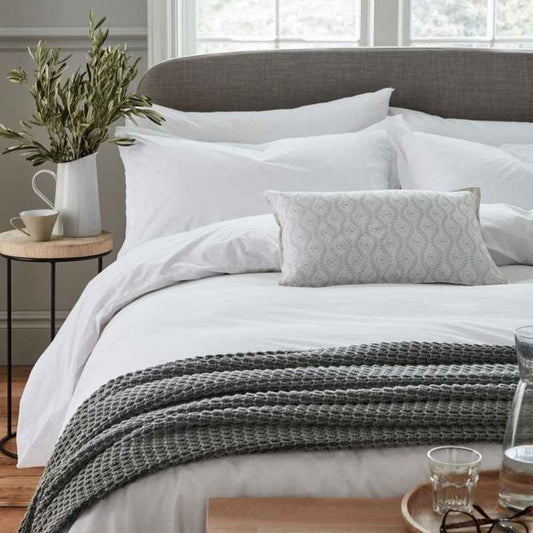 Calm Plain Cotton Bedding Duvet Cover and Pillowcase in White