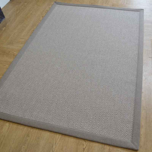 Chevron Easycare Plain Border Rug in Granite Grey