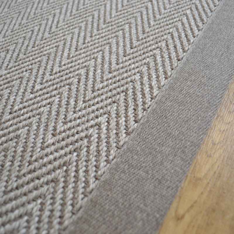 Chevron Easycare Plain Border Rug in Granite Grey