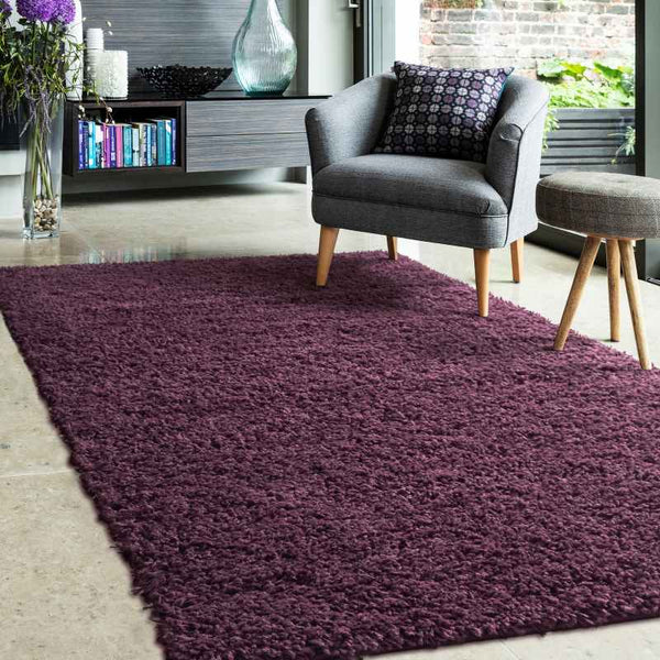 Jazz Rug Jazz Shaggy Plain Modern Rugs in Plum Purple – The Rug Seller