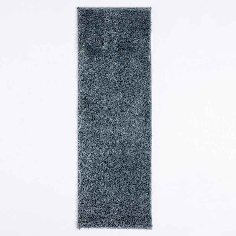 Larissa Washable Plain Shaggy Runner Rug in Blue