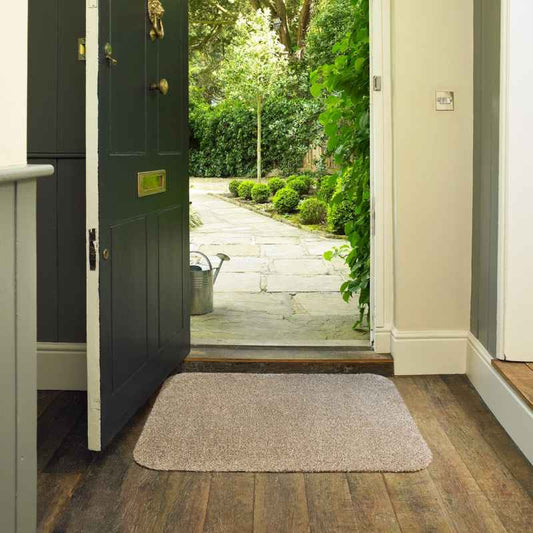 Latex Anti Slip Washable Plain Doormat in Fawn Brown