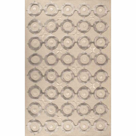 Madoka Geometric Wool Rug By William Yeoward in Cloud Grey