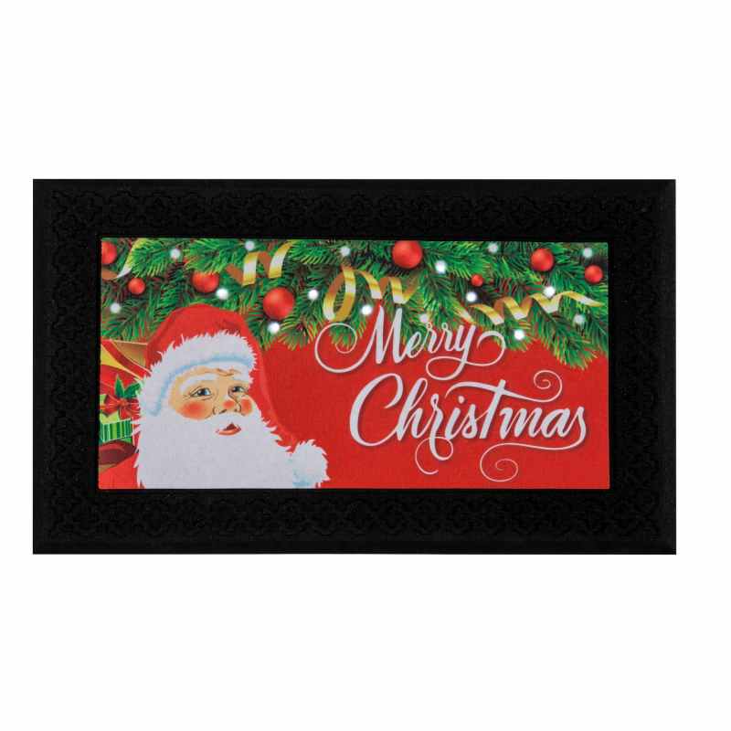 Merry Christmas Santa LED Light & Singing Doormats in Red
