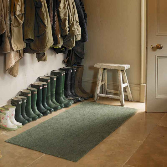 Multi Grip Washable Plain Doormat in Sage Green