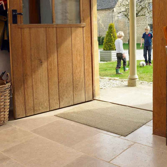 Multi Grip Washable Plain Doormat in Sand