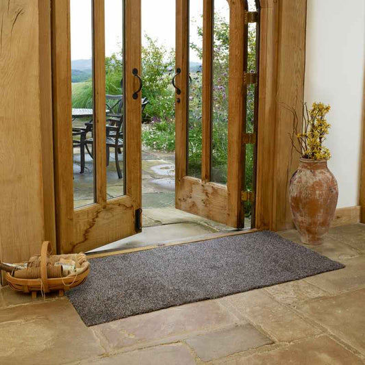 Multi Grip Washable Plain Doormat in Seal Brown