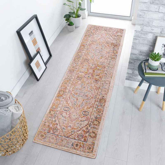 Nova 8879 Traditional Runner Rugs in Cream White