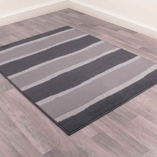 Nova Stripe Modern Rugs in Grey