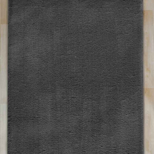 Royale Modern Plain Washable Rugs in Anthracite Grey