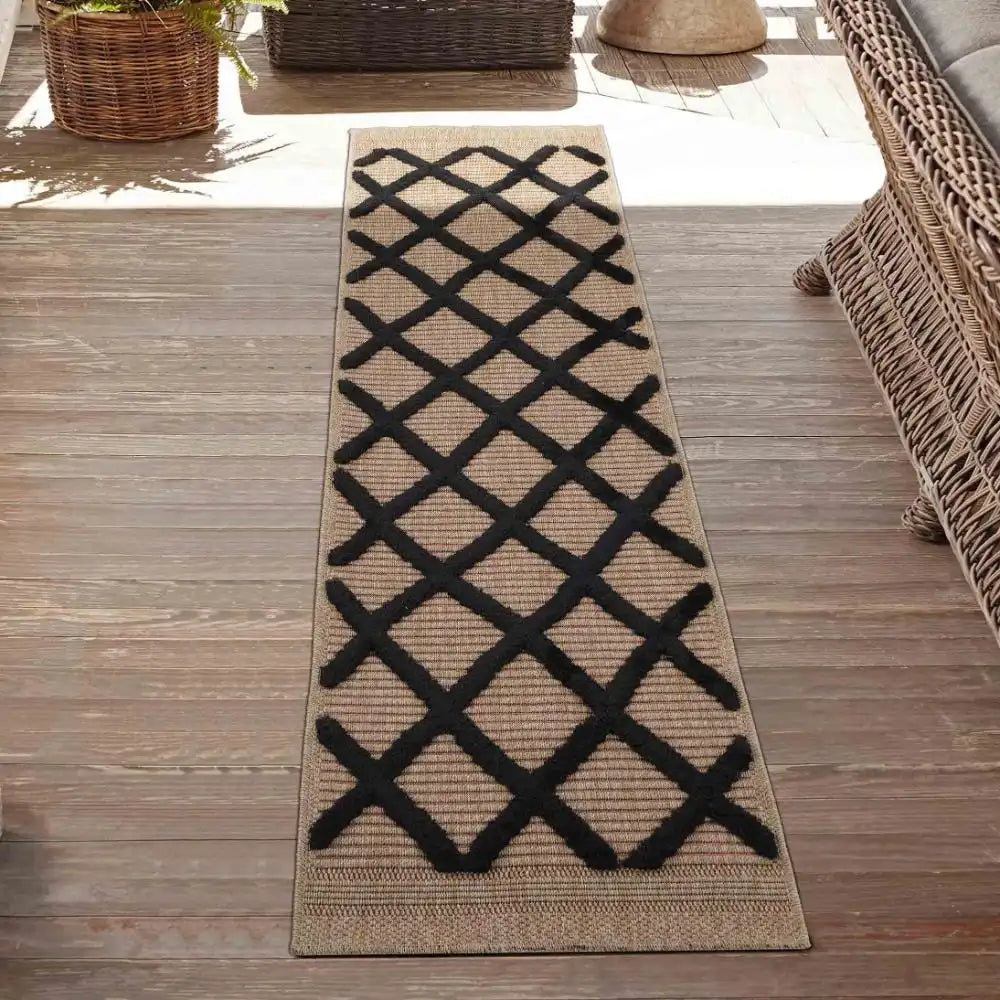 Harper Outdoor Diamond Black Rug