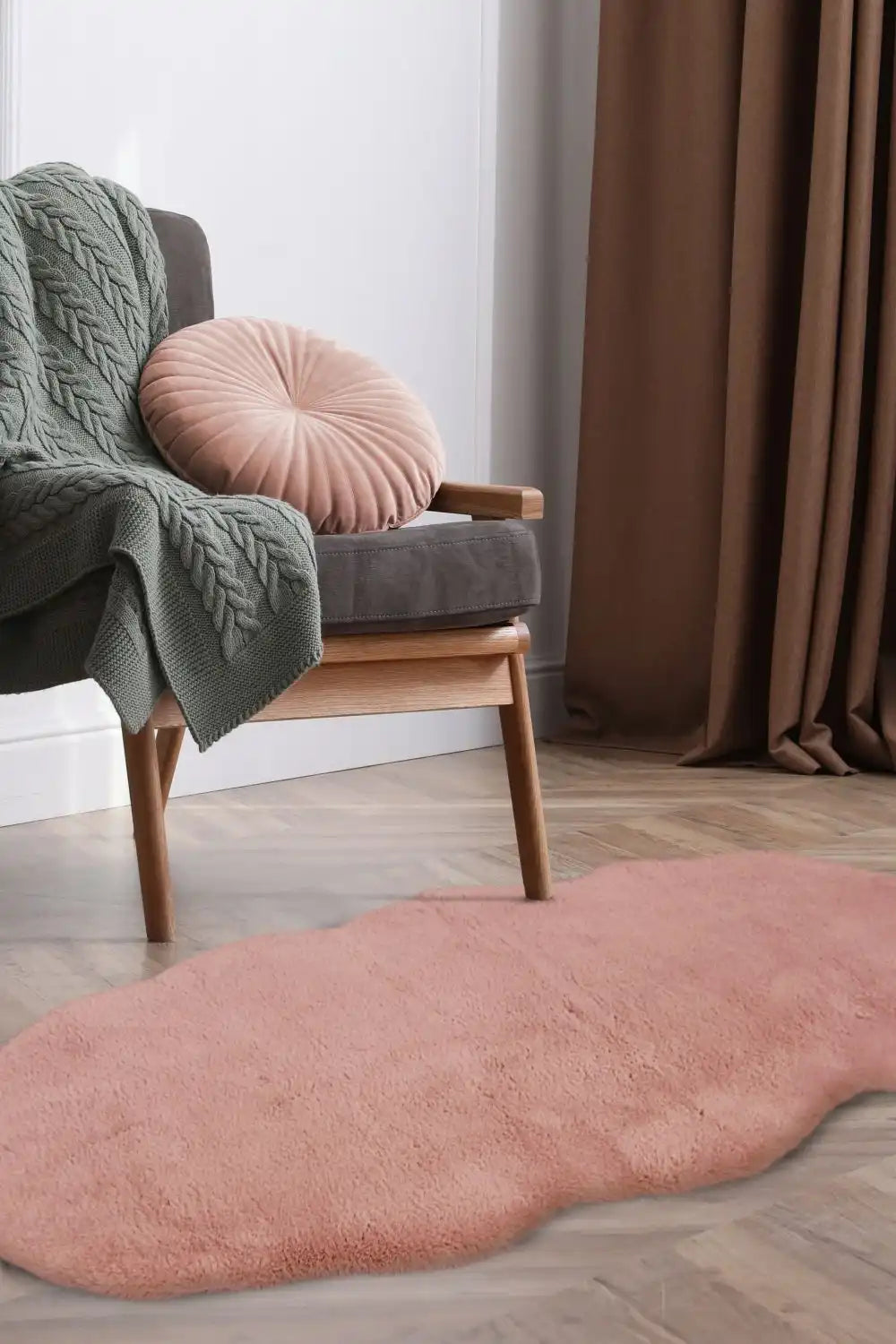 Luxury Faux Fur Melrose Blush Rug RS
