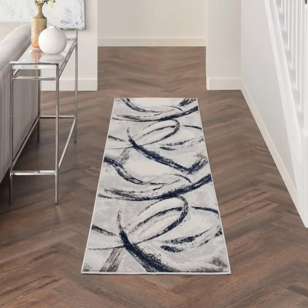 Brushstrokes BSK02 Grey Navy Rug RS