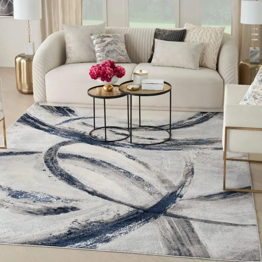 Brushstrokes BSK02 Grey Navy Rug RS