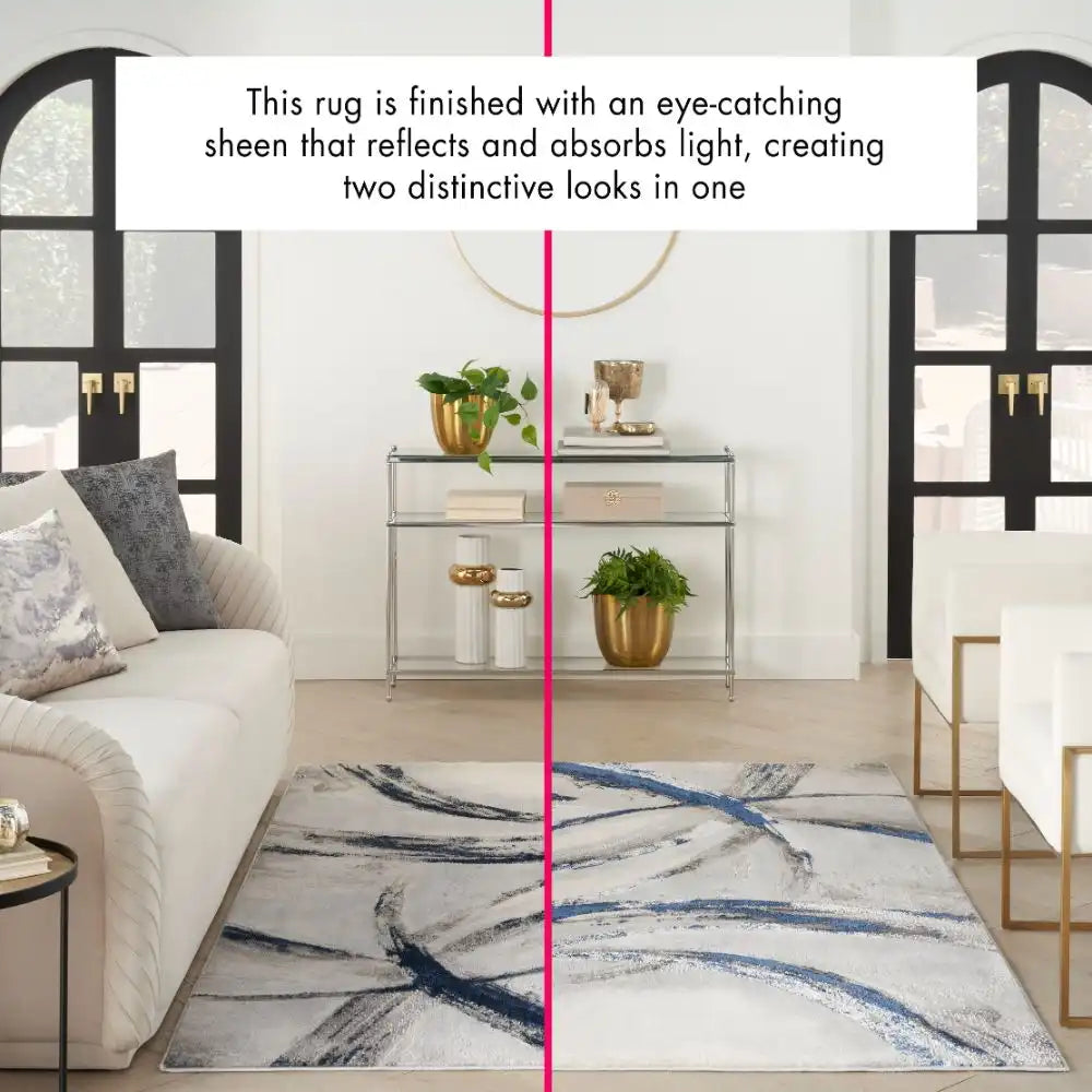 Brushstrokes BSK02 Grey Navy Rug RS