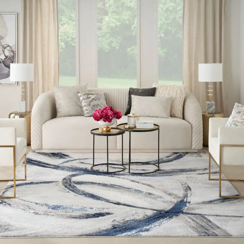 Brushstrokes BSK02 Grey Navy Rug RS