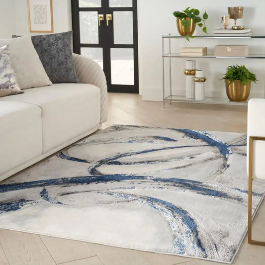Brushstrokes BSK02 Grey Navy Rug RS