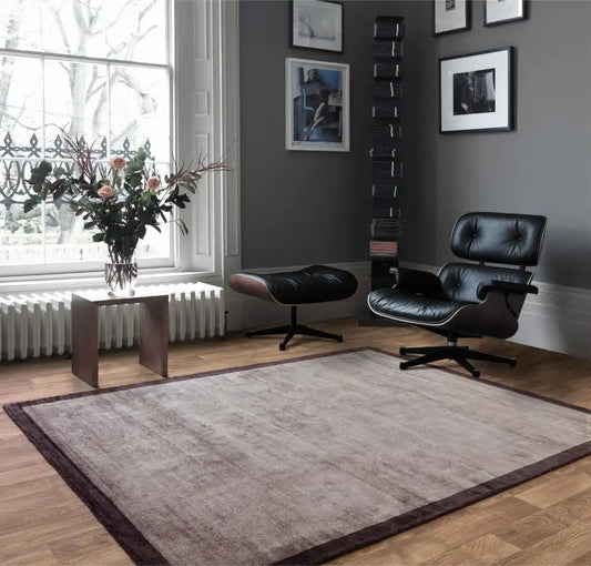 Asiatic blade border charcoal moleskin 09 Brown, Grey Living Room  Rug.
