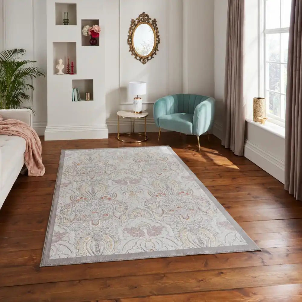 Laurence Llewelyn-Bowen Damask Pearl Rug RS