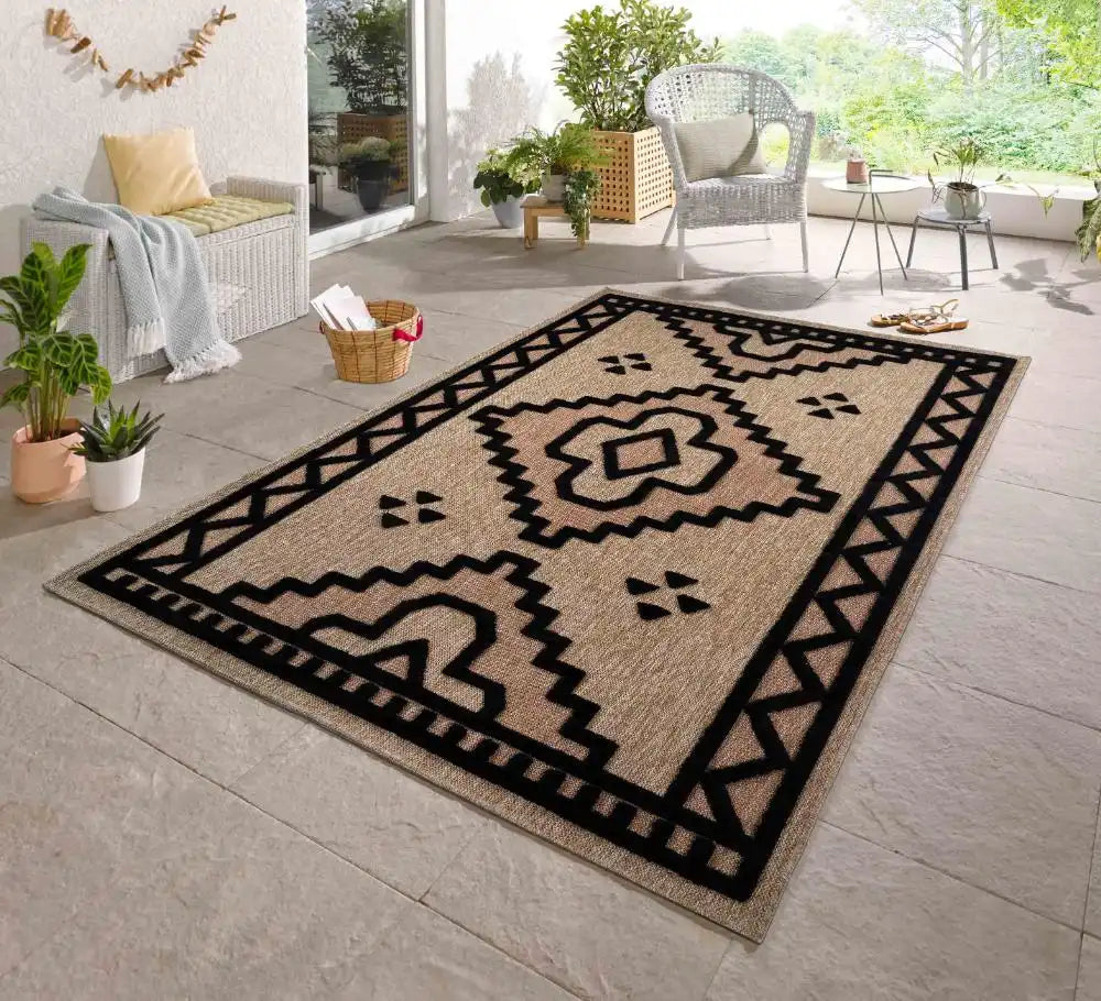 Harper Outdoor Aztec black Rug