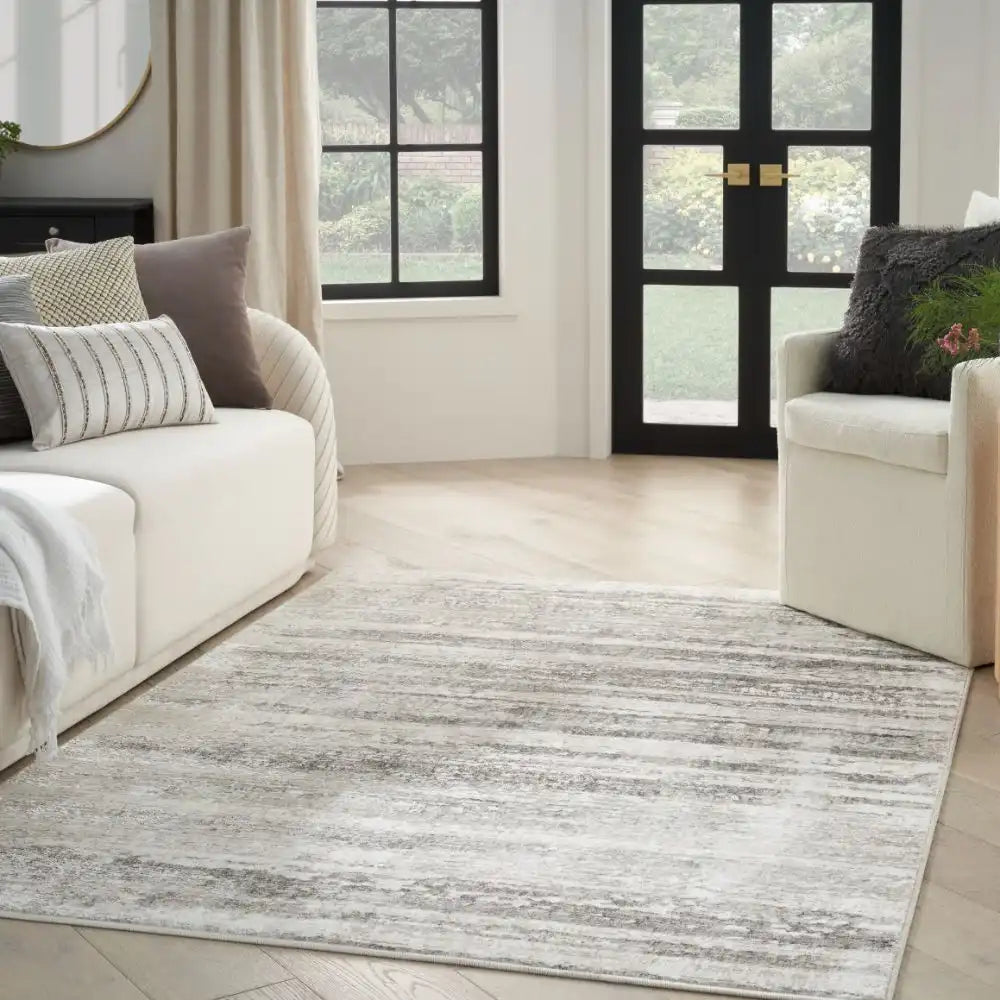 Glitz Nourison GLZ 10 Cream Grey Rug RS