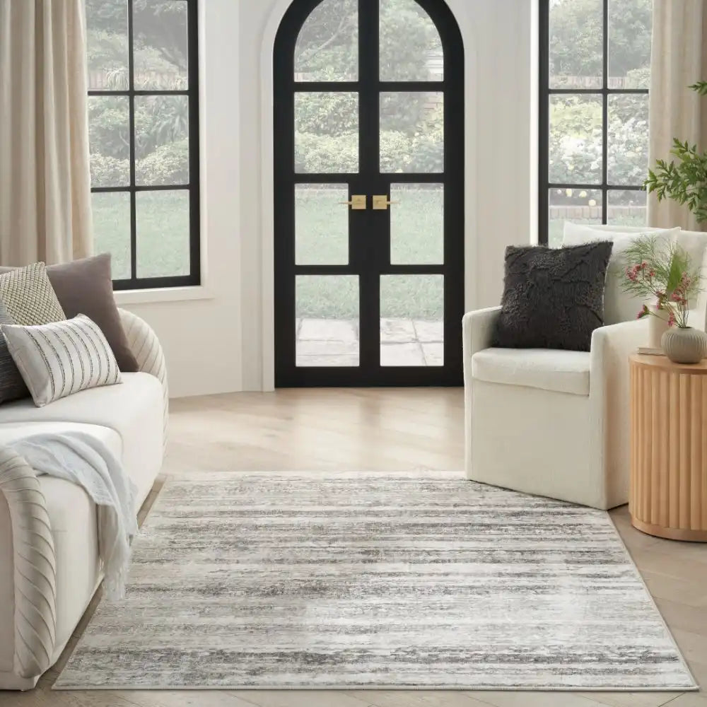Glitz Nourison GLZ 10 Cream Grey Rug RS