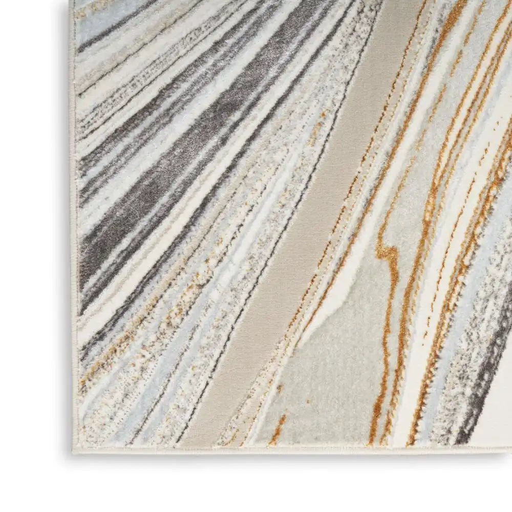 Glitz Nourison GLZ21 Grey Gold Rug RS