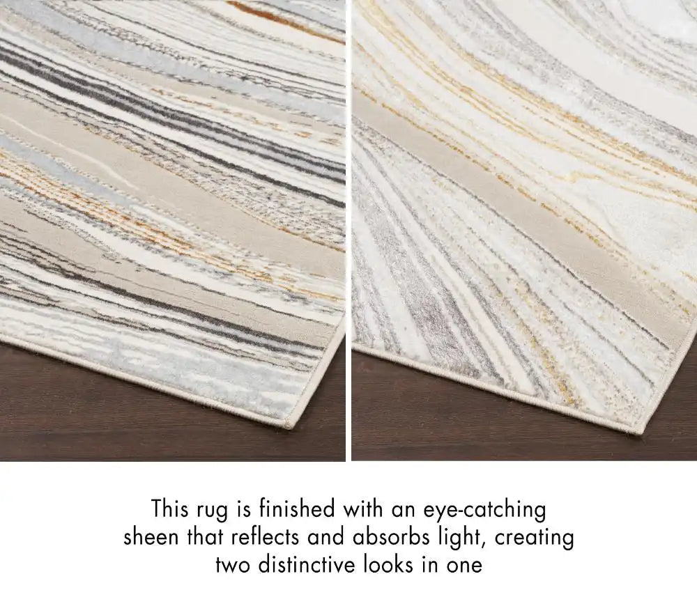 Glitz Nourison GLZ21 Grey Gold Rug RS