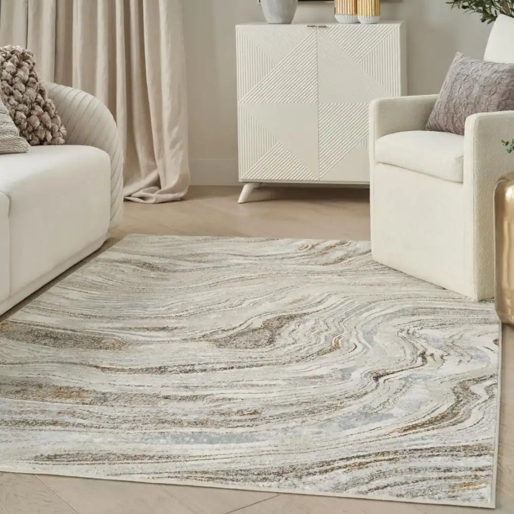 Glitz Nourison GLZ22 Grey Gold Rug RS
