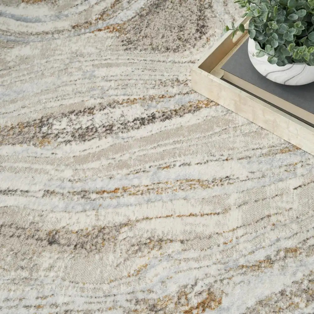 Glitz Nourison GLZ22 Grey Gold Rug RS