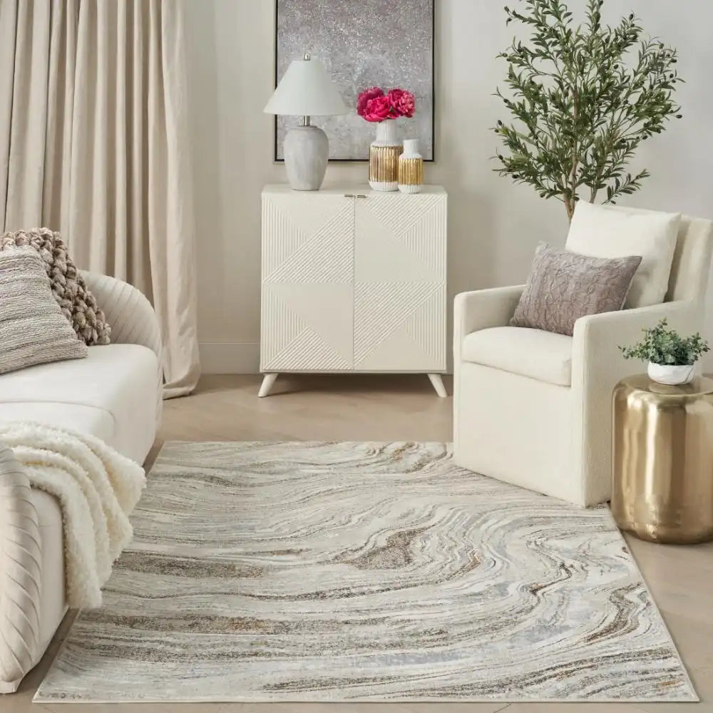 Glitz Nourison GLZ22 Grey Gold Rug RS