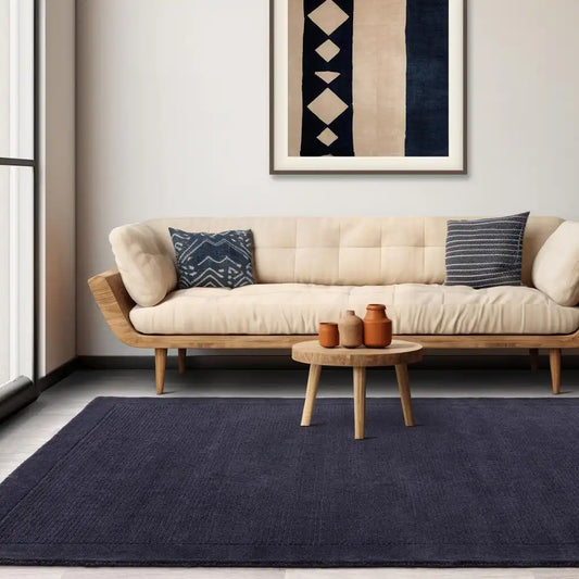 Asiatic york navy Blue, Navy Living Room Wool Rug.
