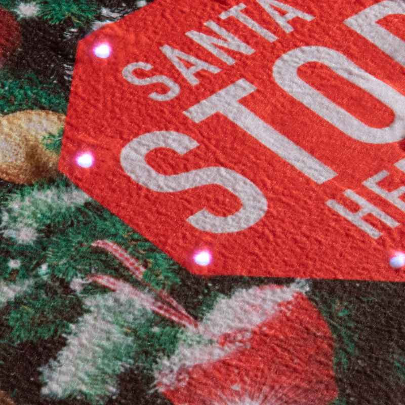 Santa Stop Here Christmas LED Light & Singing Doormats in Green