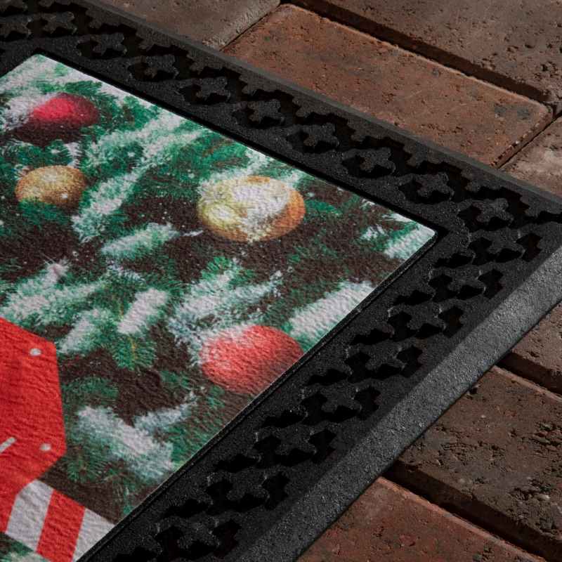 Santa Stop Here Christmas LED Light & Singing Doormats in Green